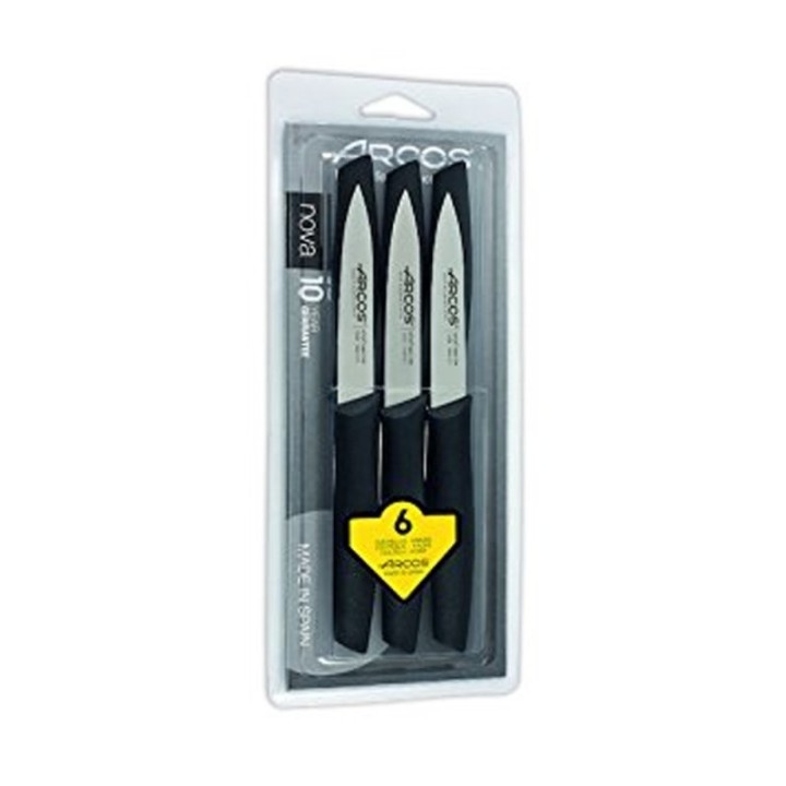 Set 6 couteaux office ARCOS 10cm manche noir inox