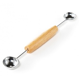 Cuillère parisienne double 20 cm bois hêtre deux diamètres